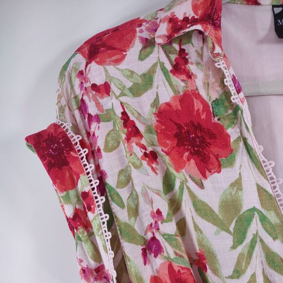 Maison Tara Linen Rayon Blend Floral Dress, Size 4 - Picture 7 of 9